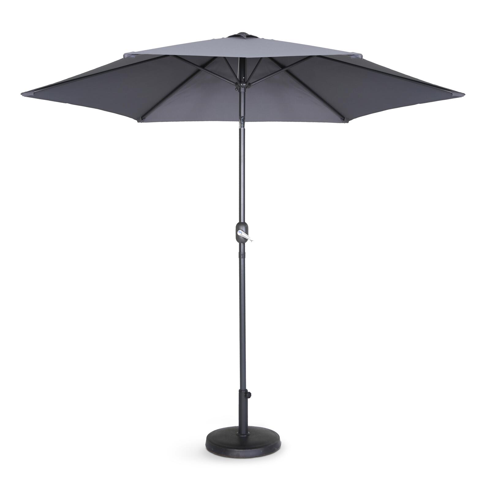 Set ombrellone con palo centrale inclinabile (Ø3m) con piede pieghevole + 4 lastre zavorrate riempibili