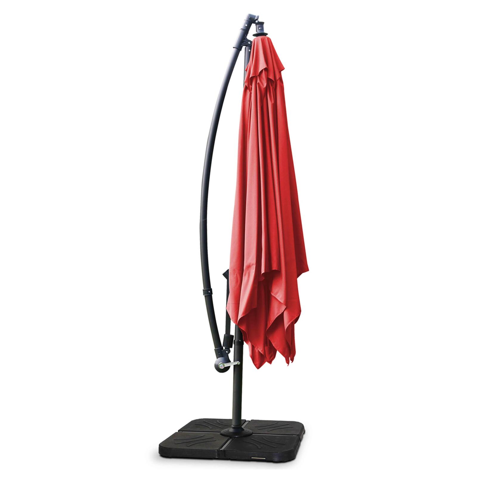 Ombrellone a braccio quadrato inclinabile (3 x 3 m) + 4 pannelli di zavorra riempibili