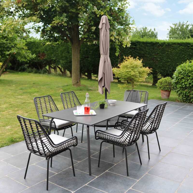 Ombrellone a braccio rettangolari girevoli a 360° (2 x 3 m) + 4 lastre zavorrate