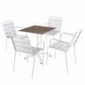 Tavolo inclinabile in laminato 70x70 cm con base bianca e sedie in metallo