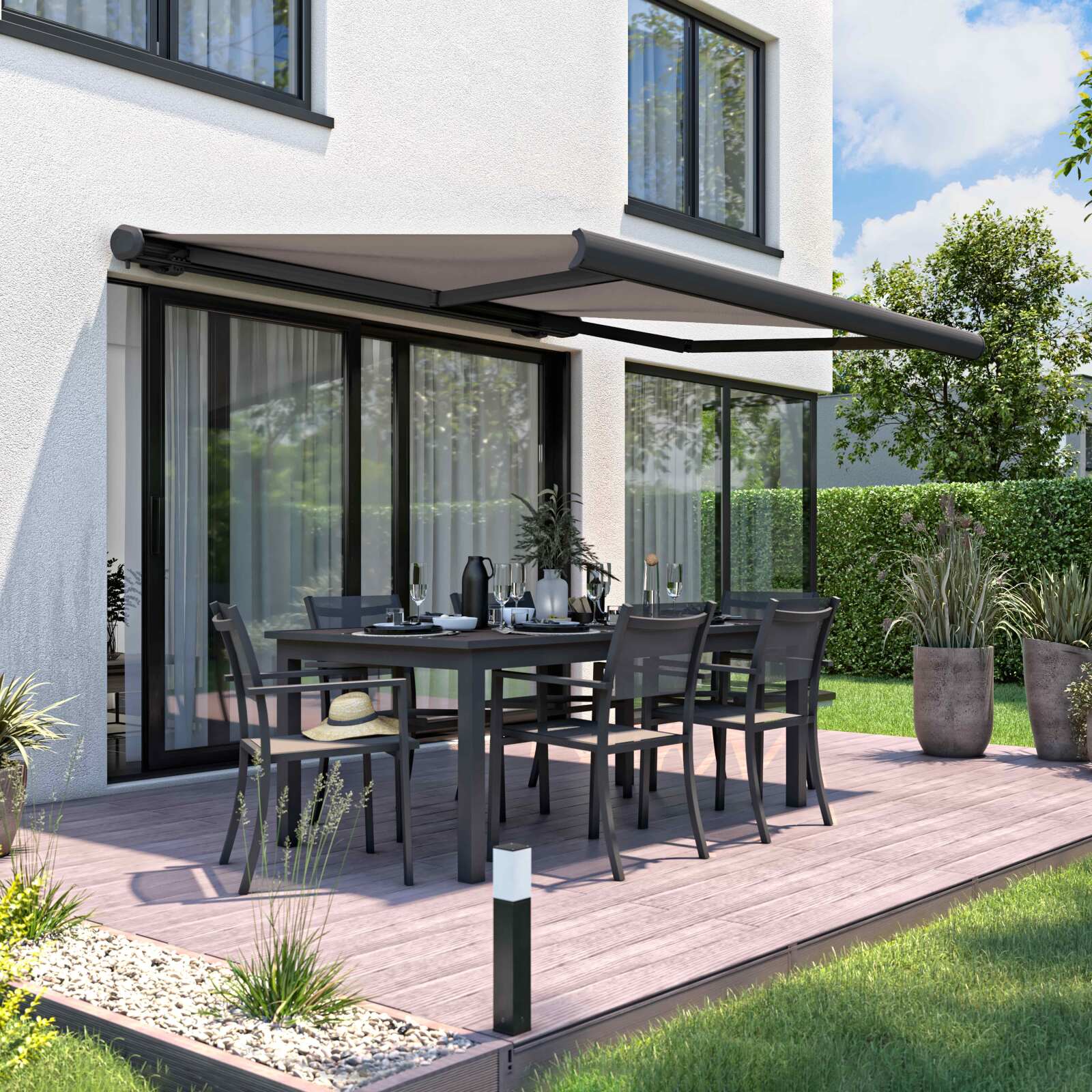 Tenda da sole a bracci 2,50 x 2 m con cassonetto integrato