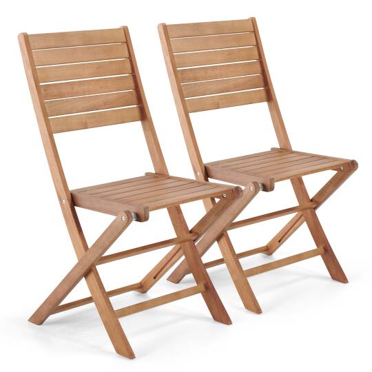 Set di 2 sedie pieghevoli in legno di eucalipto FSC® + Textilene