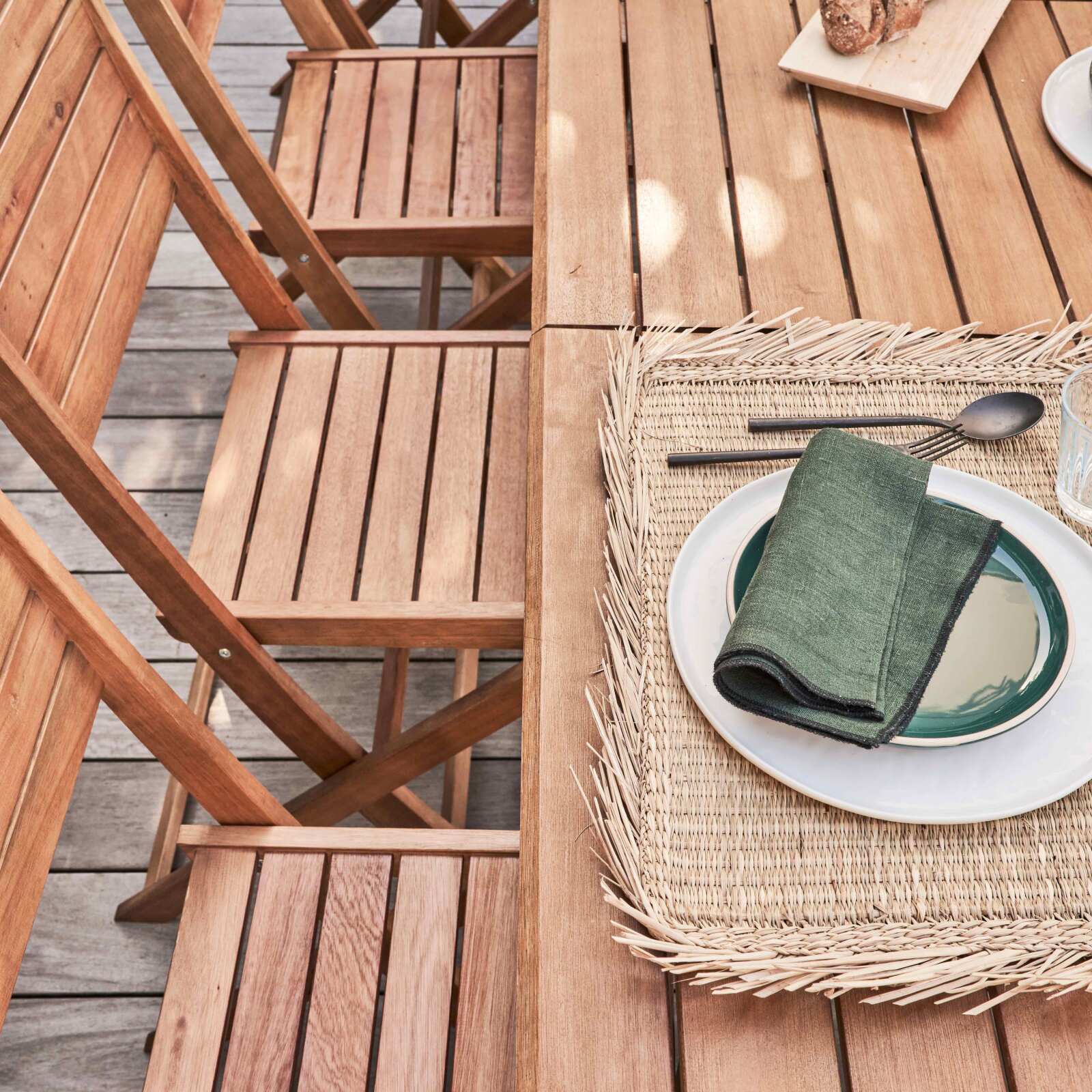 Set di 2 sedie pieghevoli in legno di eucalipto FSC® + Textilene