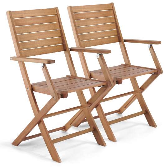 Set di 2 sedie pieghevoli con braccioli in legno di eucalipto FSC®