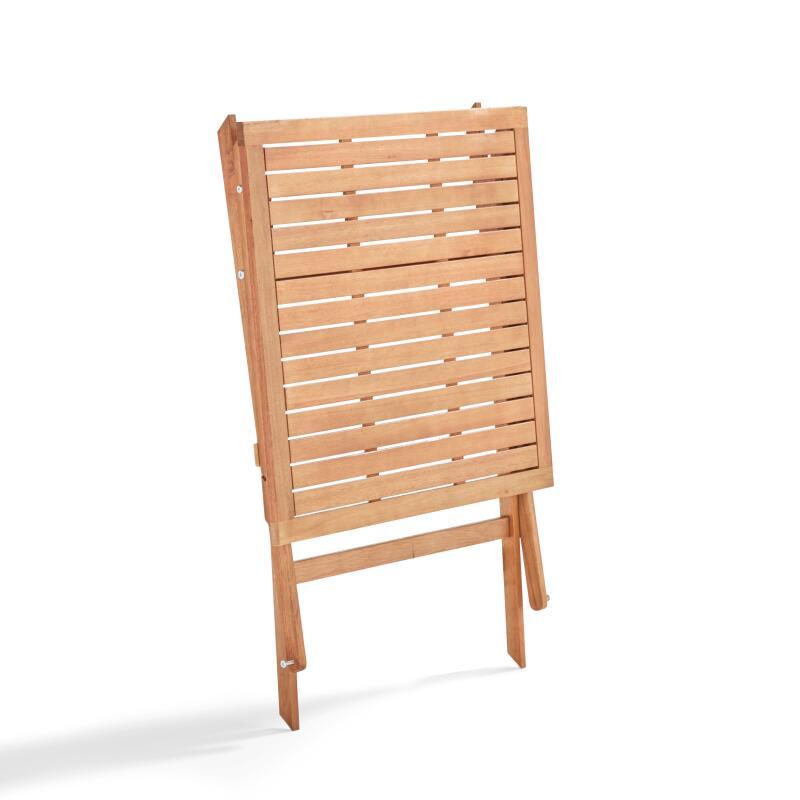 Tavolo da giardino quadrato 70 x 70 cm + 2 sedie pieghevoli in legno di eucalipto FSC®