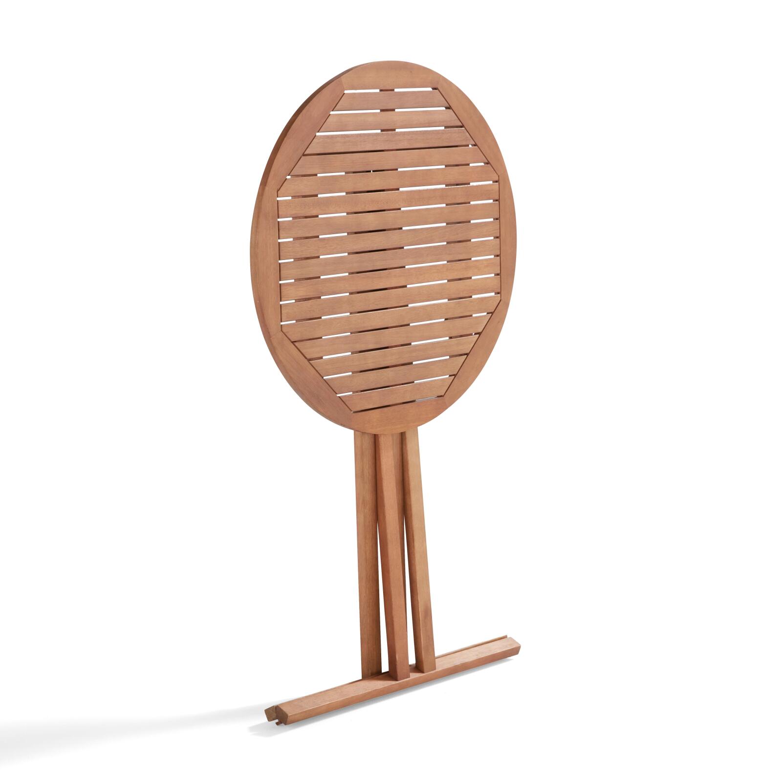 Set da pranzo pieghevole in piedi + 2 sgabelli alti in legno di eucalipto FSC® Set da pranzo pieghevole in piedi + 2 sgabelli alti in legno di eucalipto FSC®