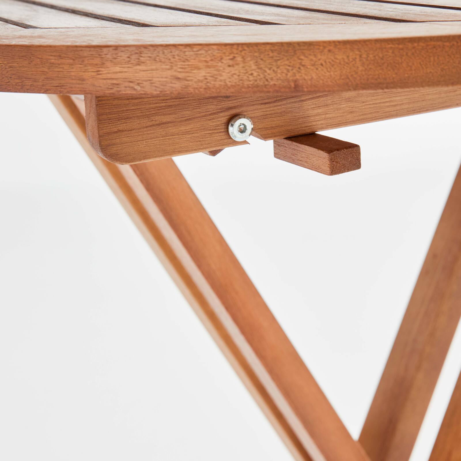 Set da pranzo pieghevole in piedi + 2 sgabelli alti in legno di eucalipto FSC®