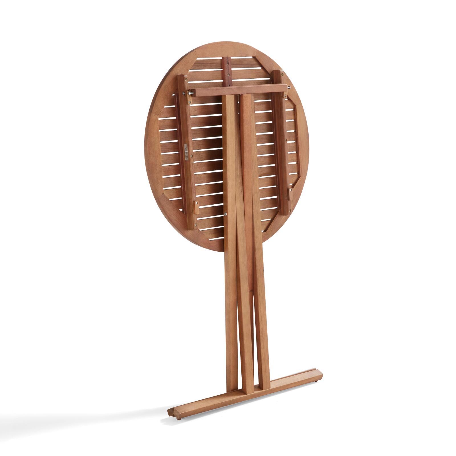 Barra alta rotonda pieghevole in legno di eucalipto FSC® (⌀80 x 110 cm)