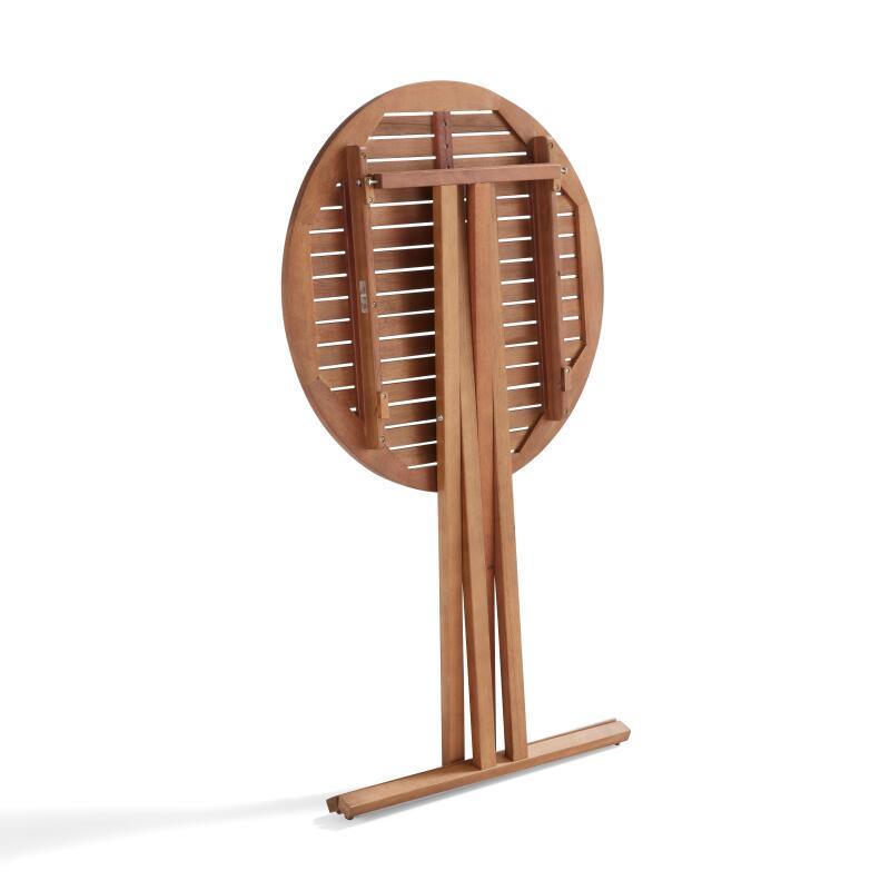 Barra alta rotonda pieghevole in legno di eucalipto FSC® (⌀80 x 110 cm)