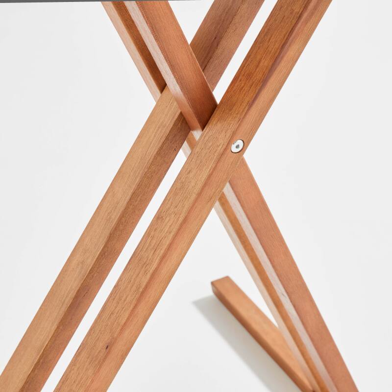 Barra alta rotonda pieghevole in legno di eucalipto FSC® (⌀80 x 110 cm)