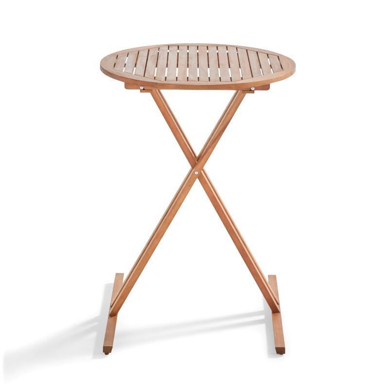 Barra alta rotonda pieghevole in legno di eucalipto FSC® (⌀80 x 110 cm)