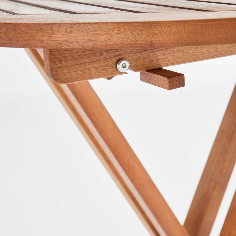 Barra alta rotonda pieghevole in legno di eucalipto FSC® (⌀80 x 110 cm)