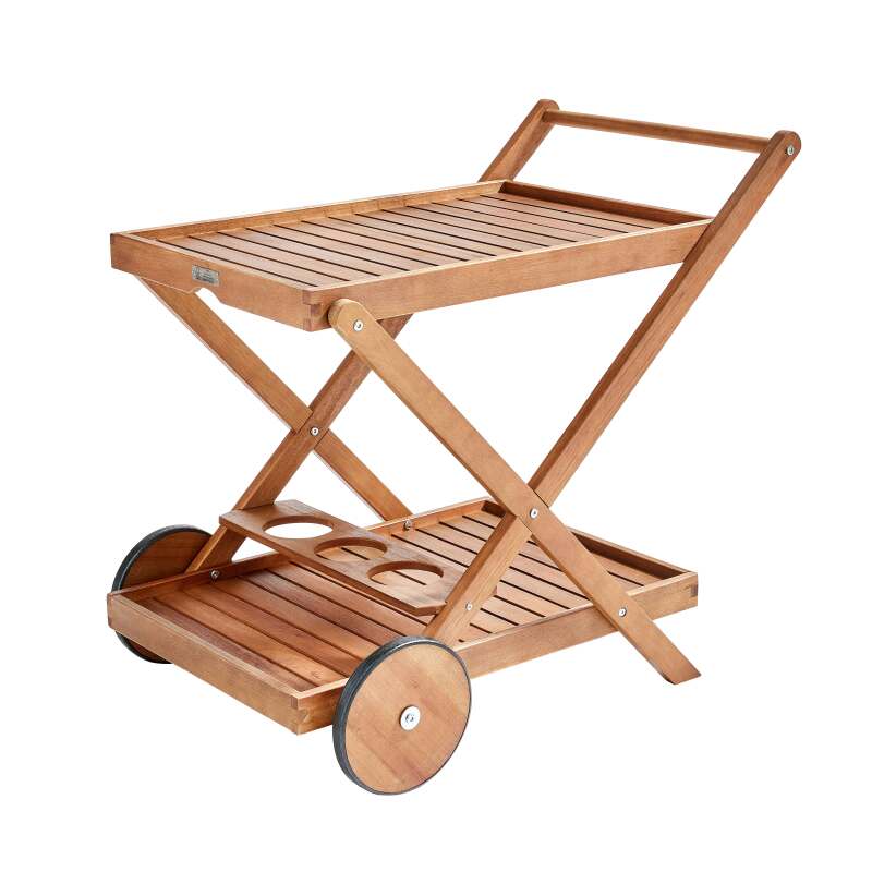Carrello in legno di eucalipto FSC® su ruote
