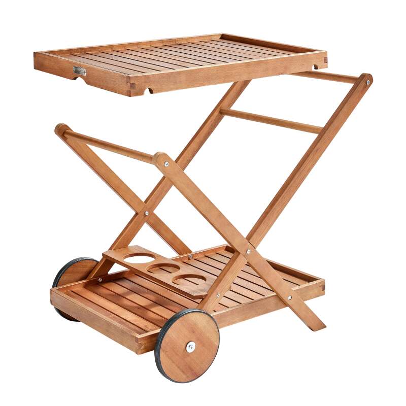 Carrello in legno di eucalipto FSC® su ruote (2/7)