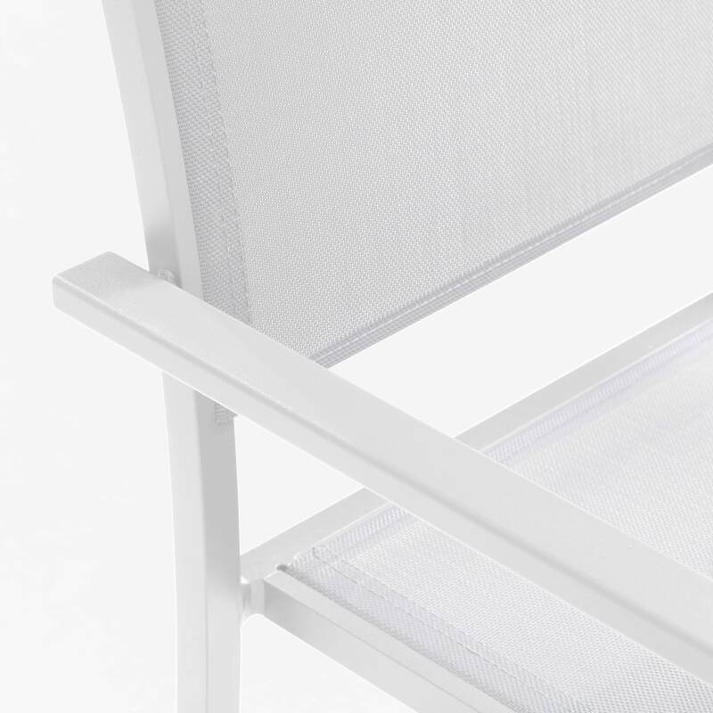 Tavolo da giardino in alluminio e pietra 180 x 90 cm con 6 sedie e 2 sedie con braccioli