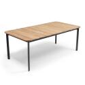 Tavolo da giardino rettangolare in alluminio/teak 200 x 100 cm e 8 sedie con braccioli