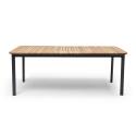 Tavolo da giardino rettangolare in alluminio/teak 200 x 100 cm e 8 sedie con braccioli