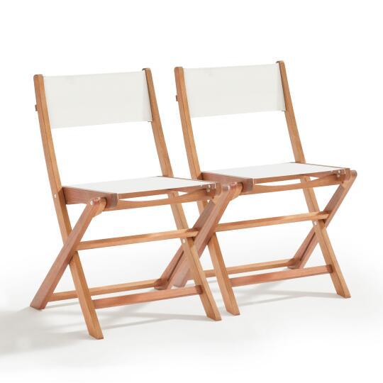 Set di 2 sedie pieghevoli in legno di eucalipto FSC® + Textilene