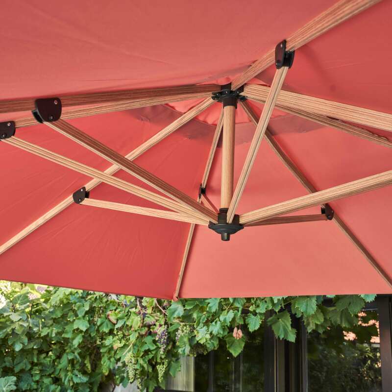 Ombrellone a braccio frangisole inclinabile (3 x 3 m) + 4 piastre di peso riempibili