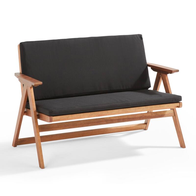 Salotto da giardino in legno di eucalipto FSC® con 1 divano, 2 poltrone e Tavolina da salotto