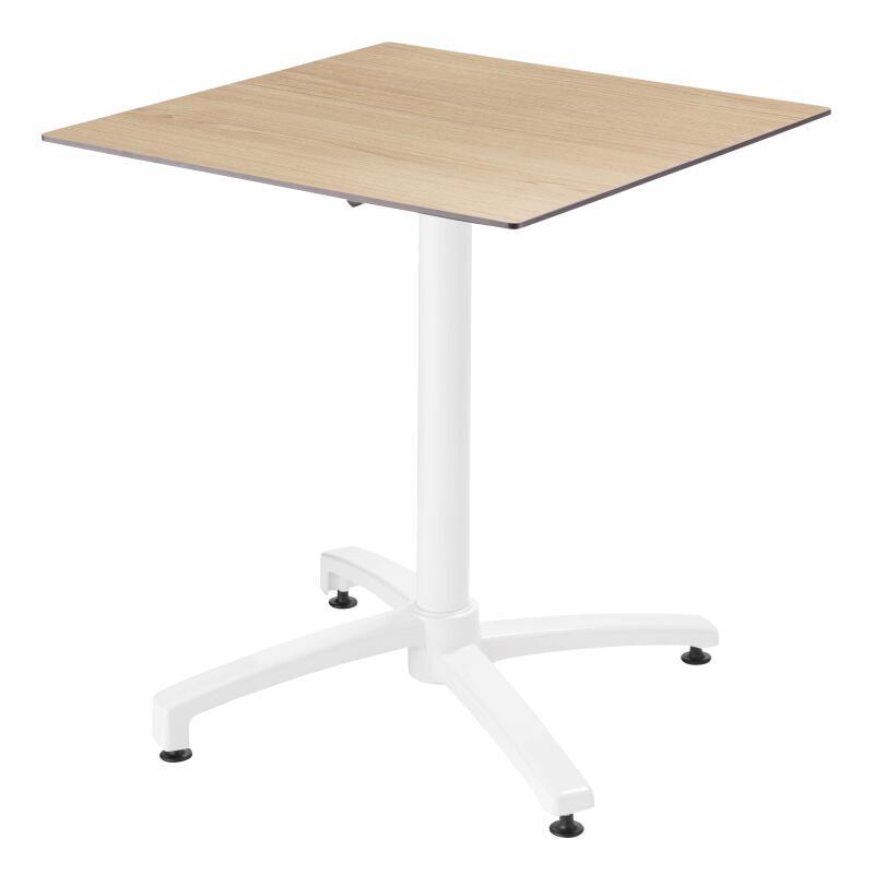 Tavolo inclinabile in laminato 70x70 cm con base bianca e sedie in metallo