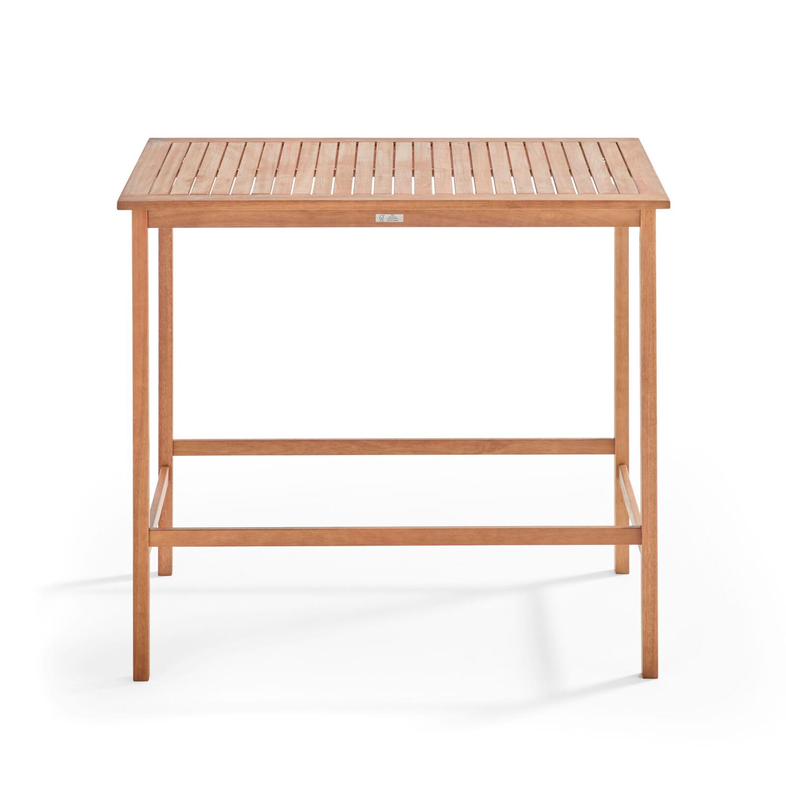 Tavolo alto (120 x 70 x 110 cm) in legno di eucalipto FSC®