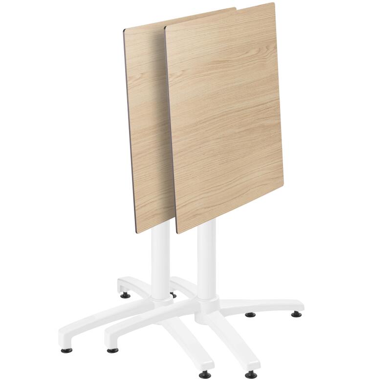 Tavolo inclinabile in laminato 70x70 cm con base bianca e sedie in metallo