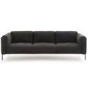 Grande divano bi-materiale in pelle e tessuto screziato, 4 posti a sedere