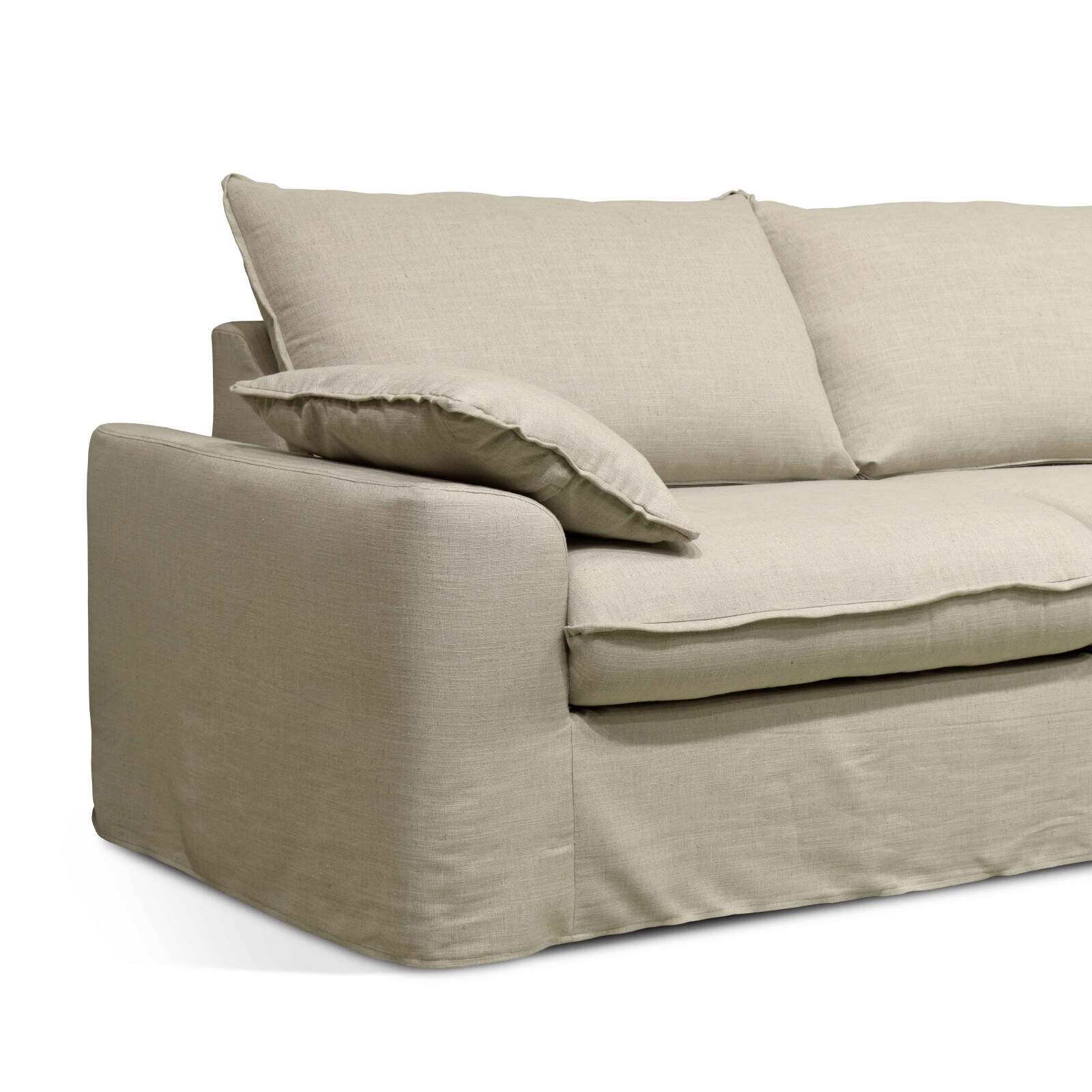 Divano in tessuto di mezza lino, 3 posti