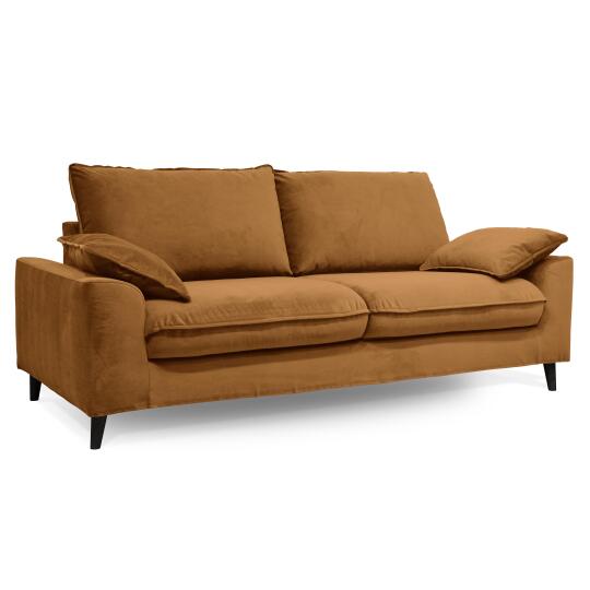 Divano 3 posti in velluto sfoderabile con cuscini | Oviala