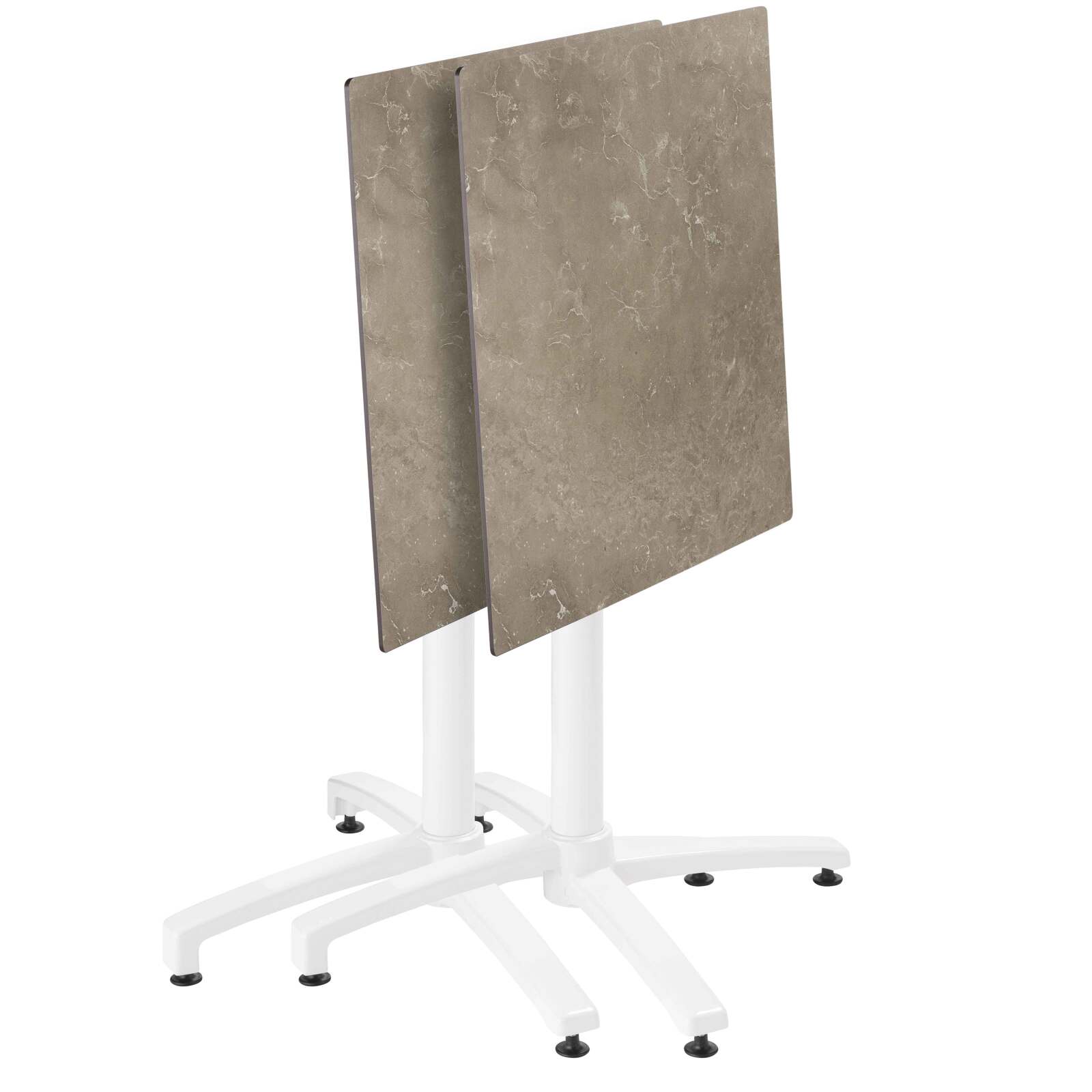 Tavolo inclinabile in laminato 70x70 cm con base bianca e sedie in metallo