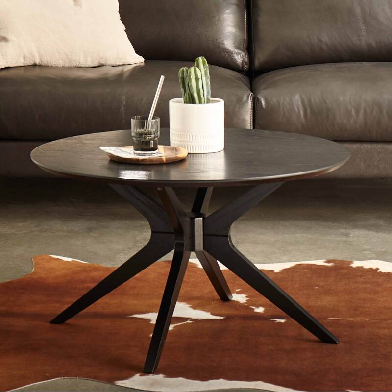 Tavolino da salotto in legno di rovere rotondo Ø80 cm stile scandinavo - Lifestyle