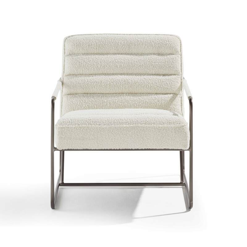 Poltrona imbottita in tessuto French terry e legno di eucalipto FSC®