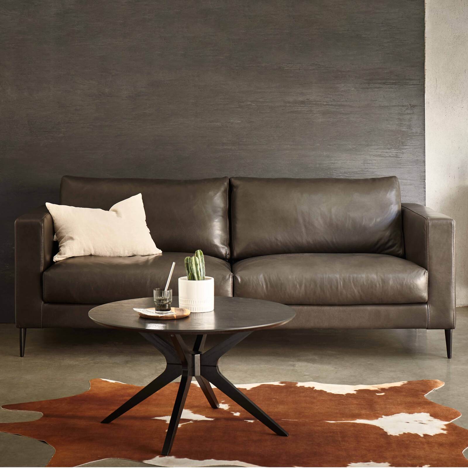 Tavolina da salotto rotondo impiallacciato in rovere Ø 80 cm