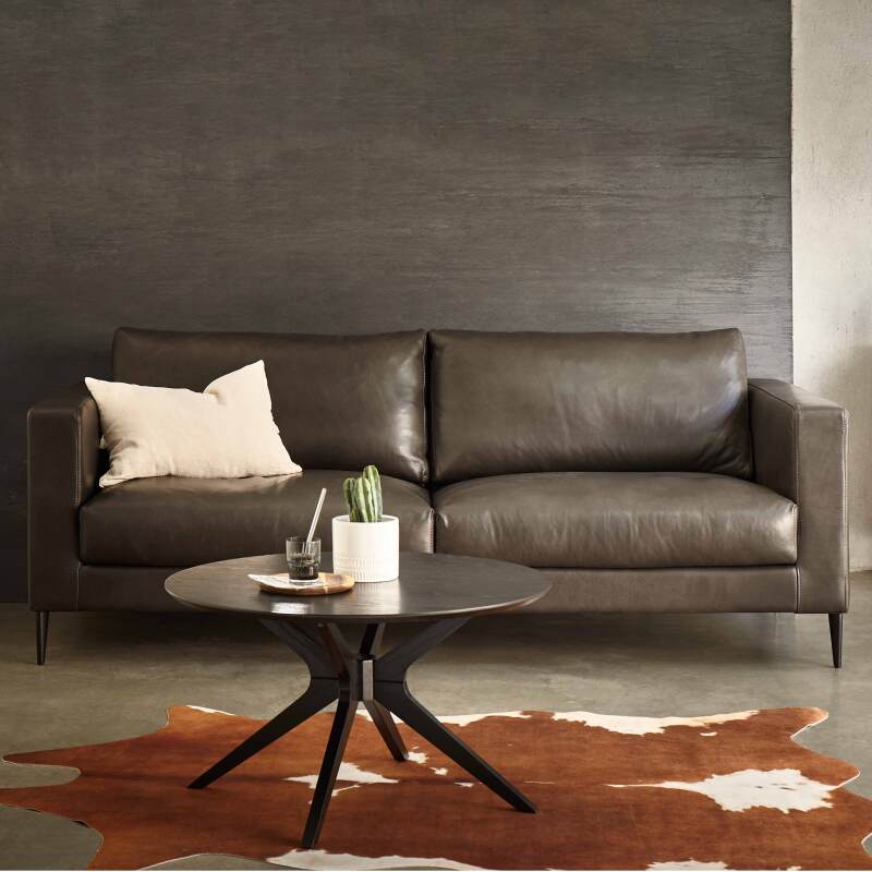 Tavolina da salotto rotondo impiallacciato in rovere Ø 80 cm (2/3)