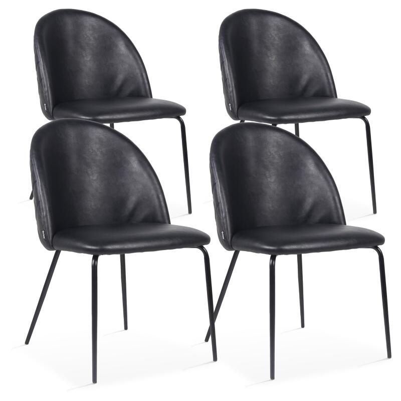 Set di 4 sedie in tessuto rivestito e legno FSC®
