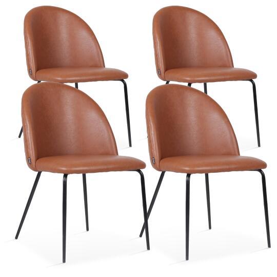 Set di 4 sedie in tessuto rivestito e legno FSC®