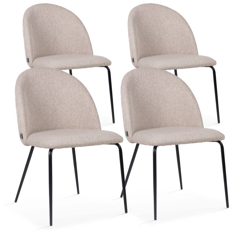Set di 4 sedie in tessuto FSC® e legno
