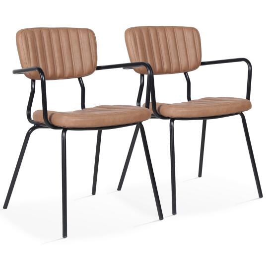 Sedie similpelle e metallo con braccioli - Set di 2 | Oviala