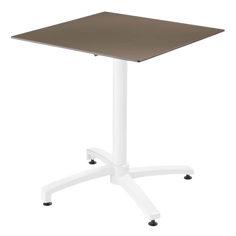 Tavolo inclinabile in laminato 70x70 cm con base bianca e sedie in metallo