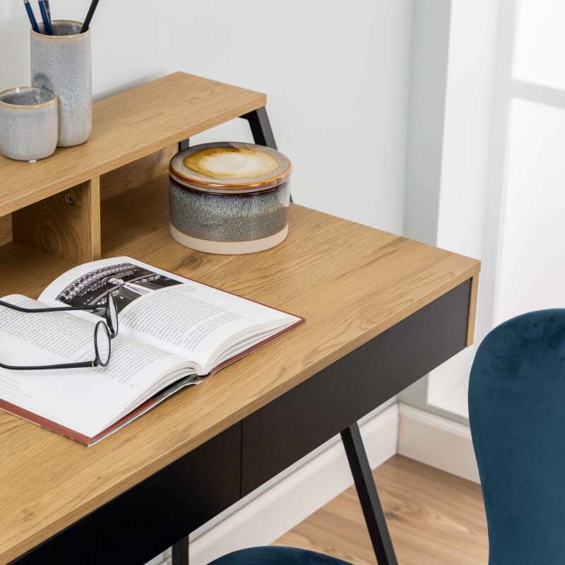 Ufficio impiallacciata in rovere e metallo 100 x 55 cm