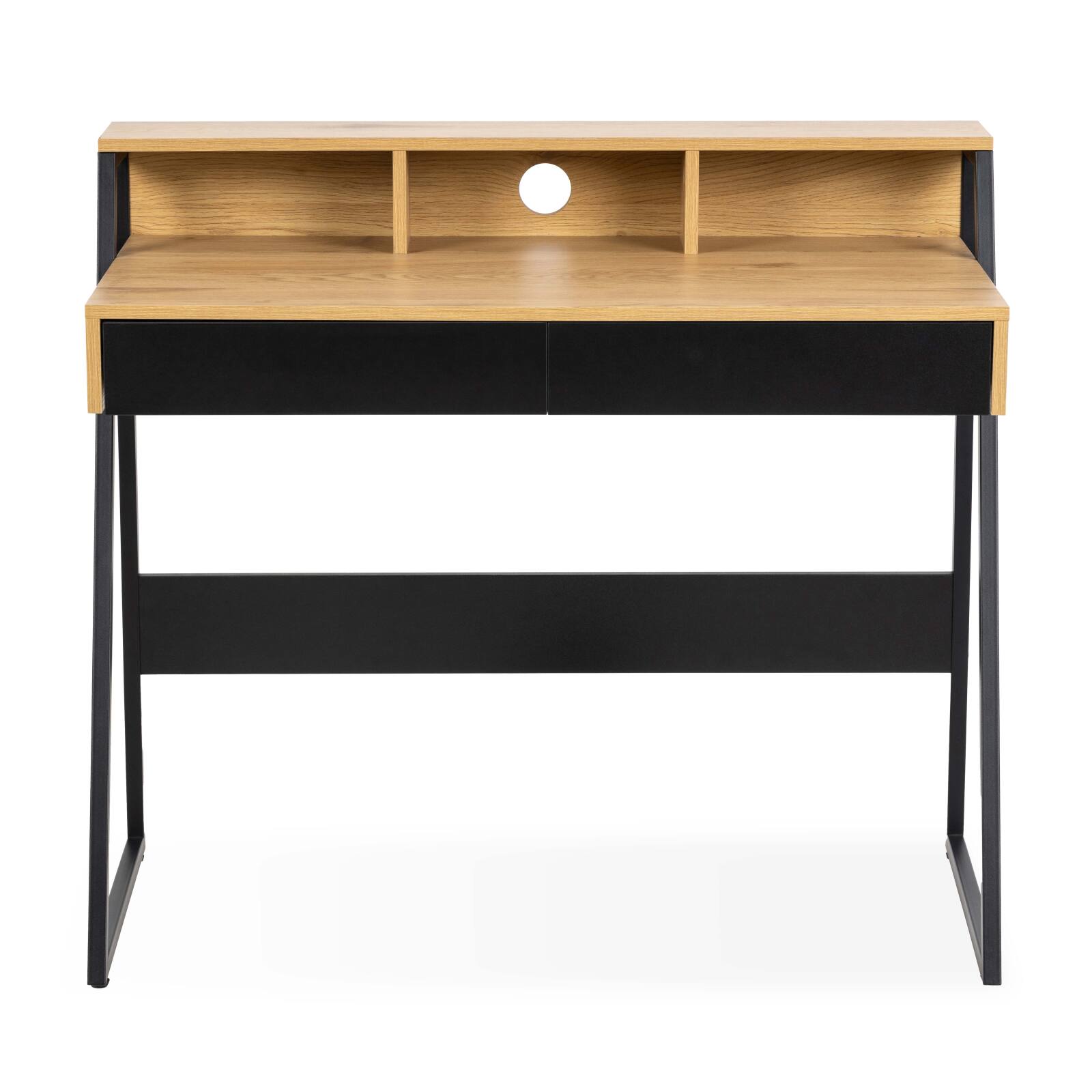 Ufficio impiallacciata in rovere e metallo 100 x 55 cm