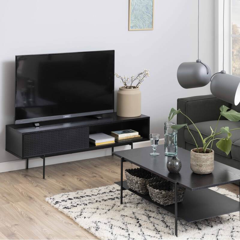 Mobile TV in legno impiallacciato in stile contemporaneo 140 cm