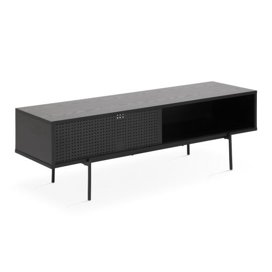 Mobile TV nero in effetto legno 140 cm | Oviala