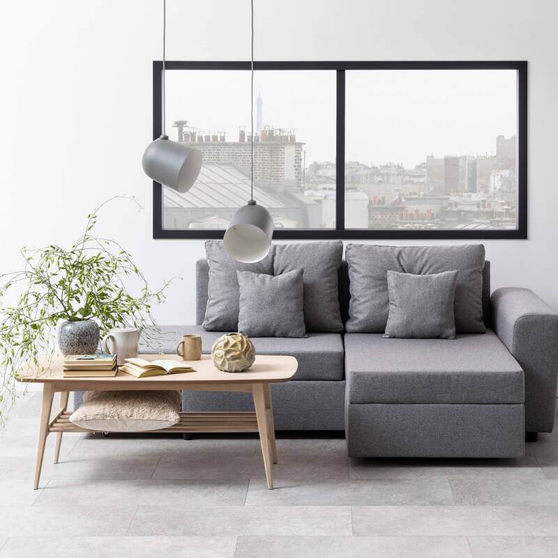 Tavolina da salotto rettangolare in rovere massiccio 120 x 60 cm