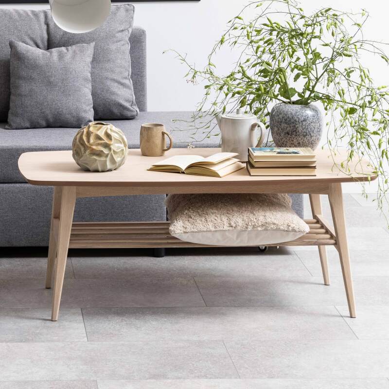 Tavolina da salotto rettangolare in rovere massiccio 120 x 60 cm