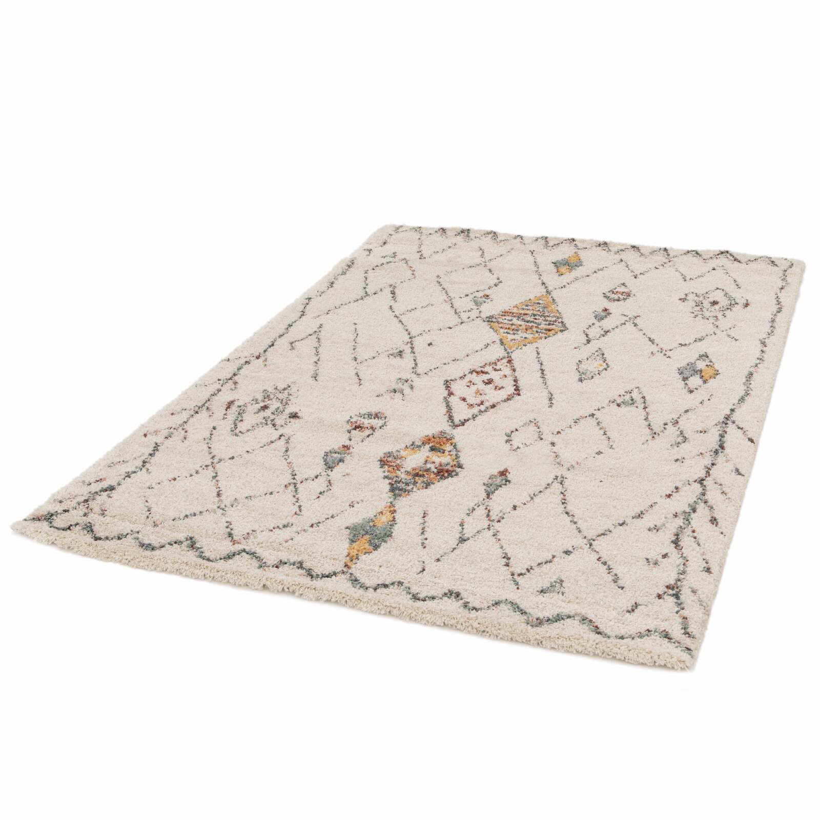 Tappeto rettangolare in polipropilene a pelo lungo con motivo etnico Tappeto rettangolare in polipropilene a pelo lungo con motivo etnico