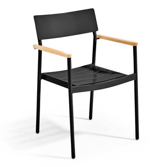 Sedia da giardino in alluminio e legno FSC® con braccioli