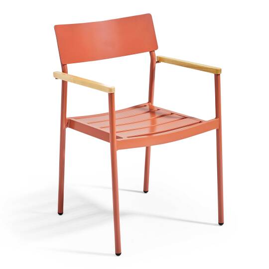 Sedia da giardino in alluminio e legno FSC® con braccioli