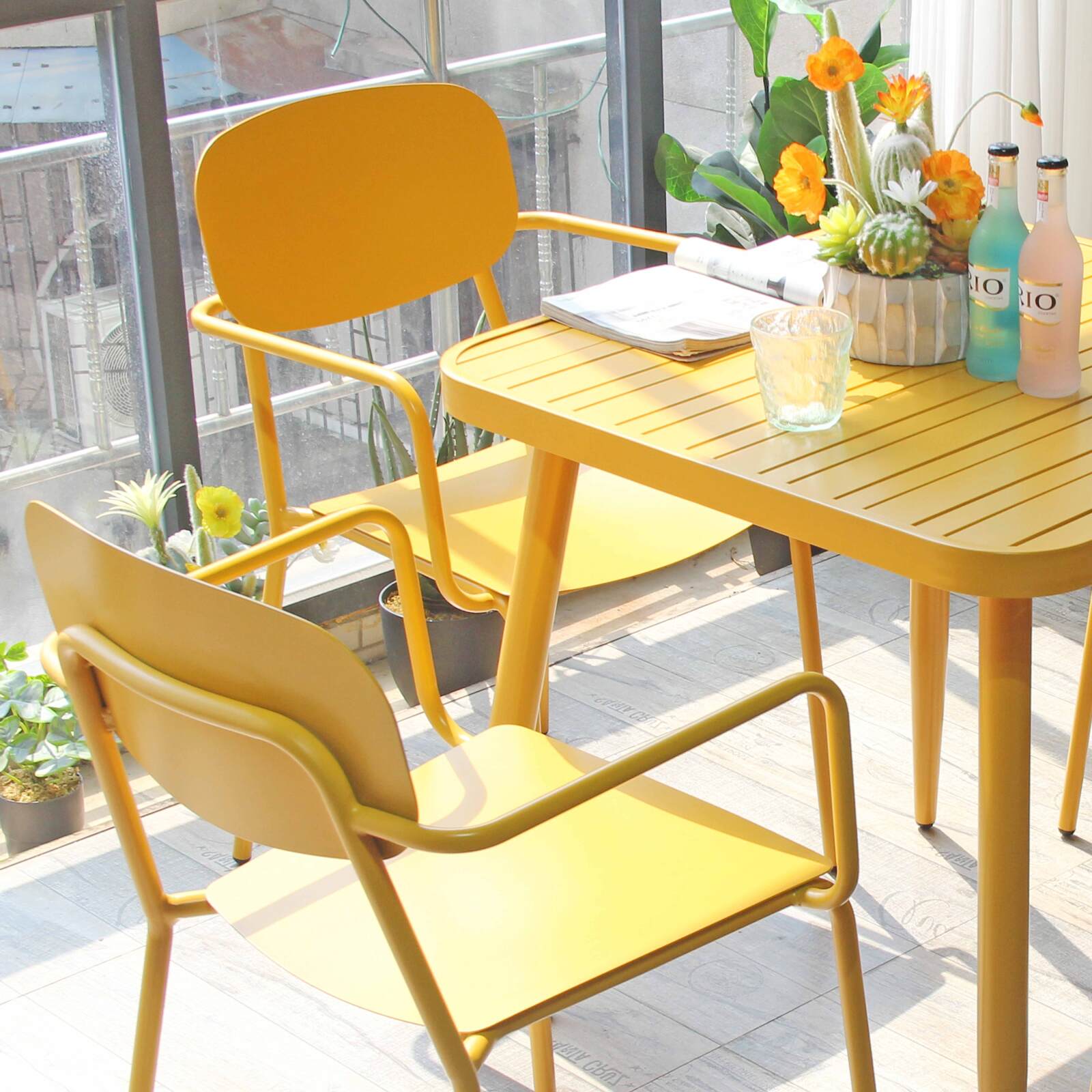 Tavolo da giardino rettangolare (150 x 75 x 75 cm) in alluminio